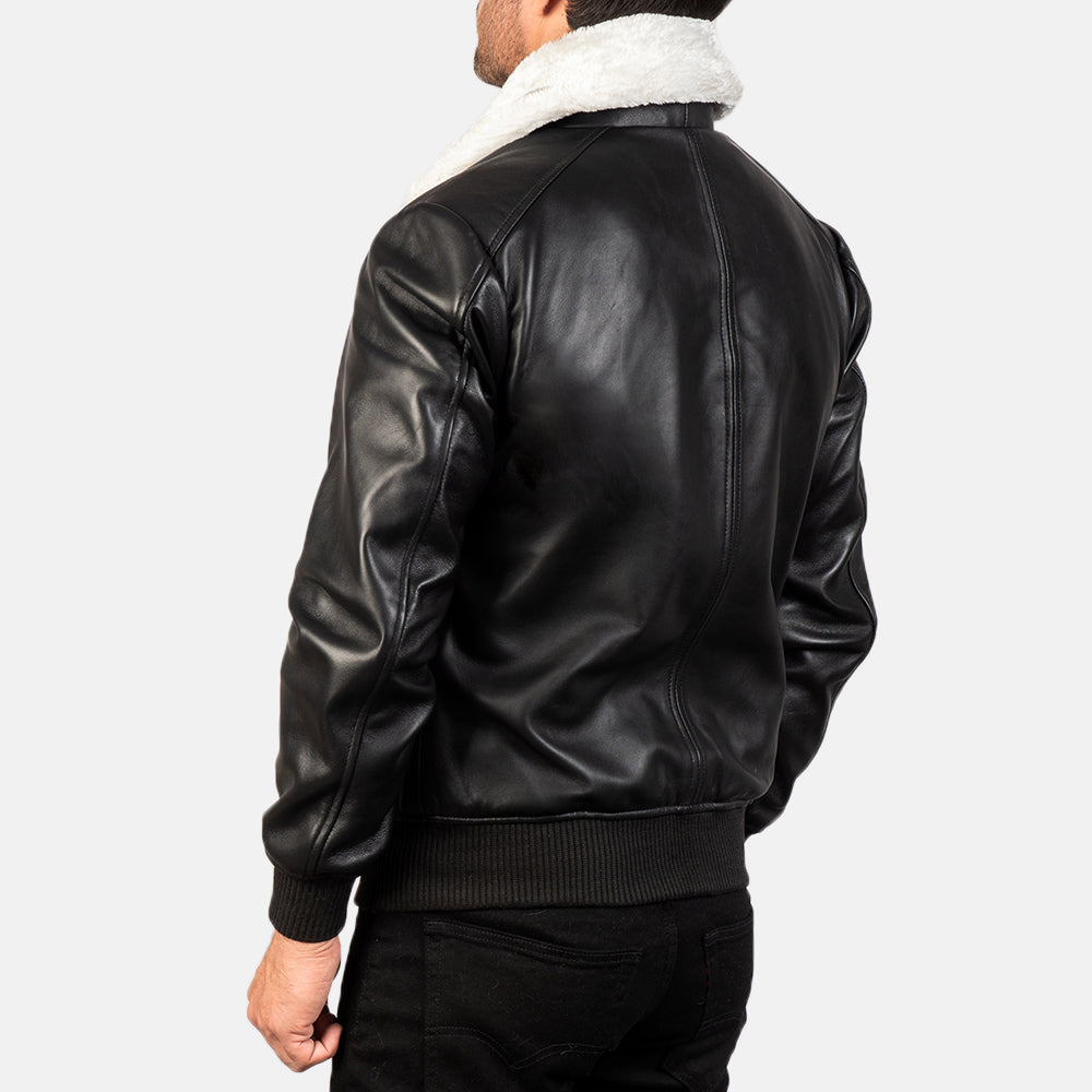 Men's Airin G-1 Black & White Leather Bomber Jacket – The Jacket Maker